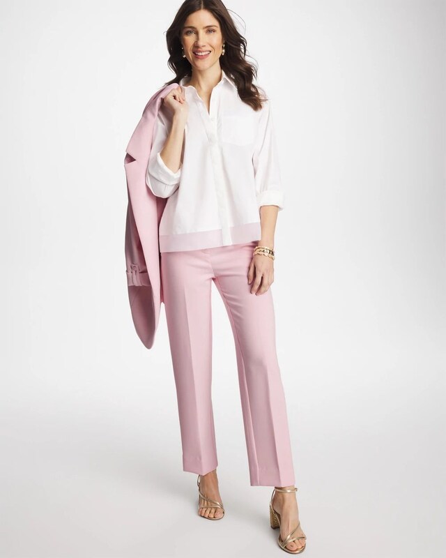 Textured Straight Tapered Ankle Pants - image 2
